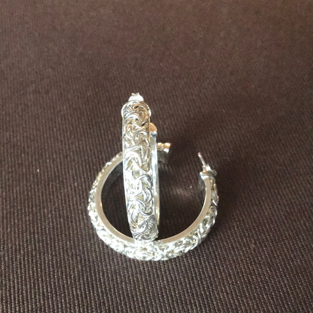 Ross Simons Byzantine Hoop Silver Earring